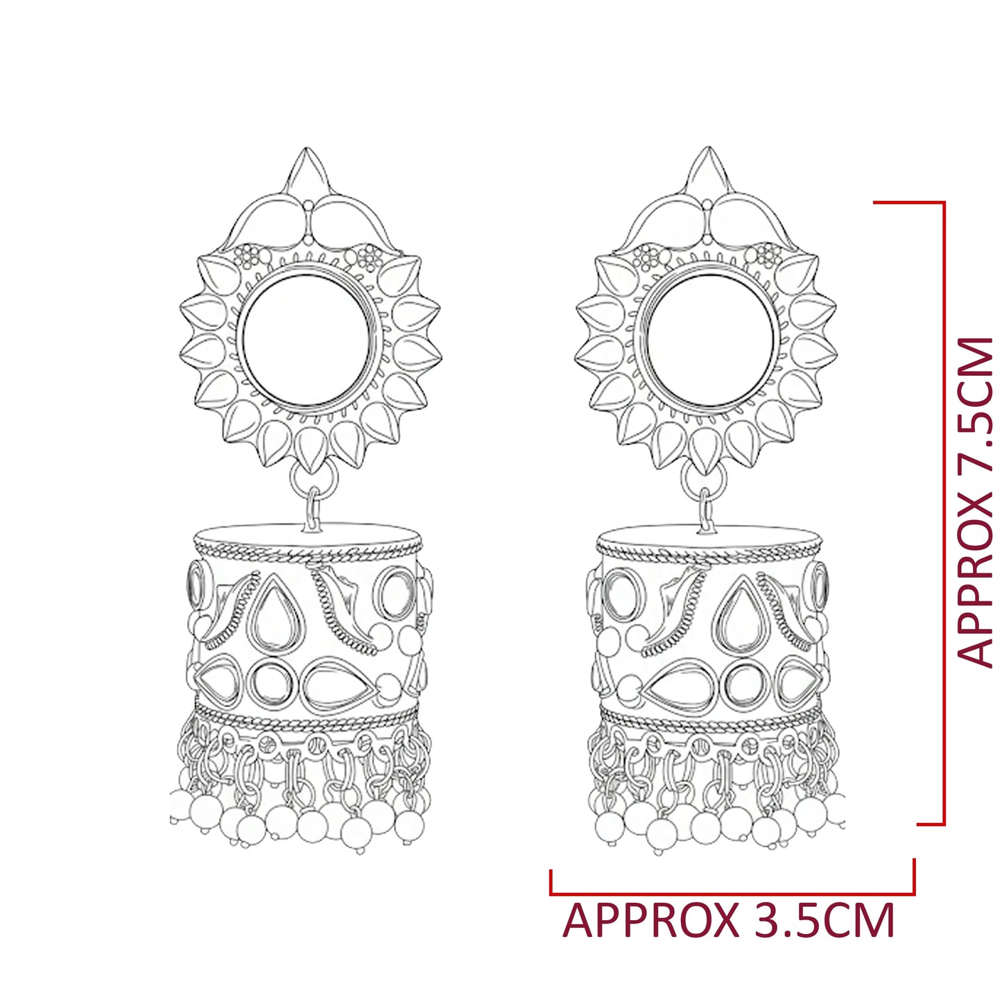 Oxidised Mirror Jhumka Earrings with Beads | Bohemian Ethnic Earrings for Festive Occasions