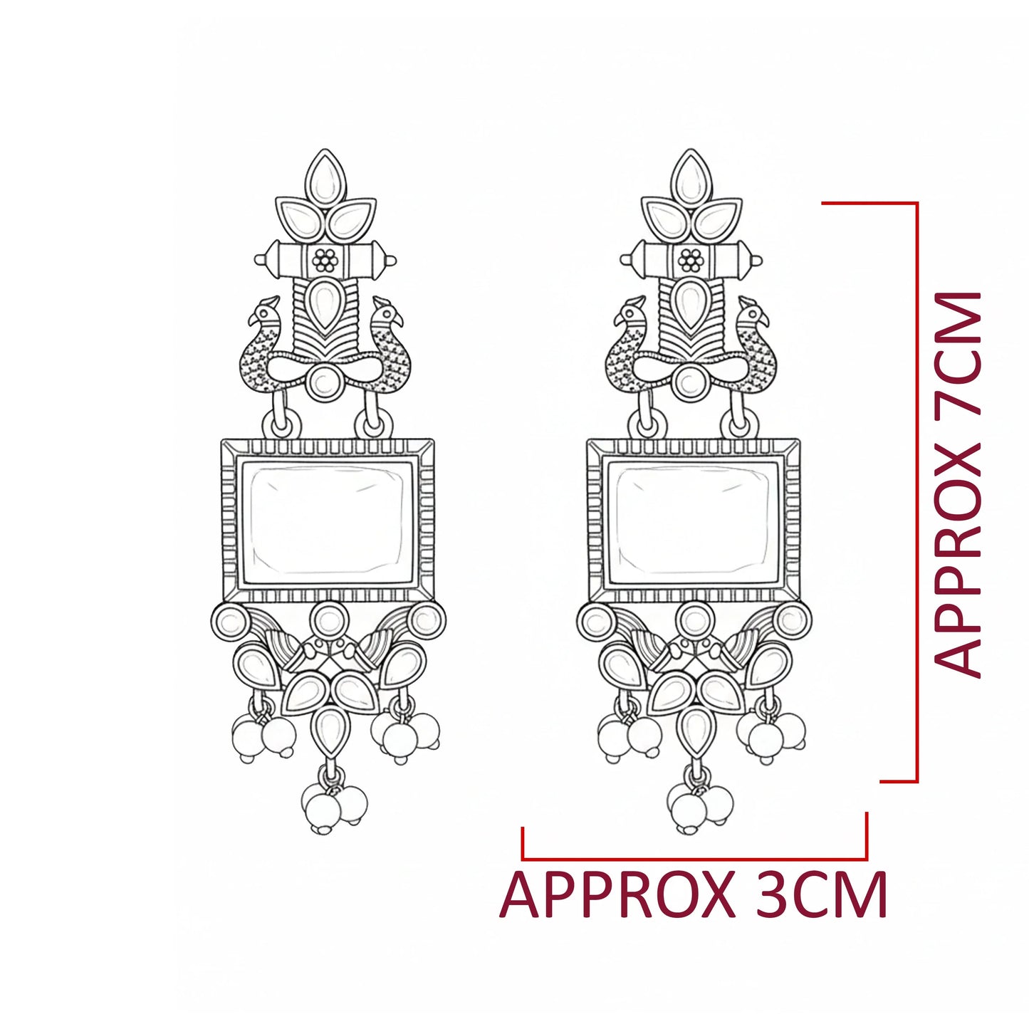 Oxidized Square Stone Chandelier Earrings with Pearl Drops | Traditional Indian Jewellery for Festive & Wedding Wear