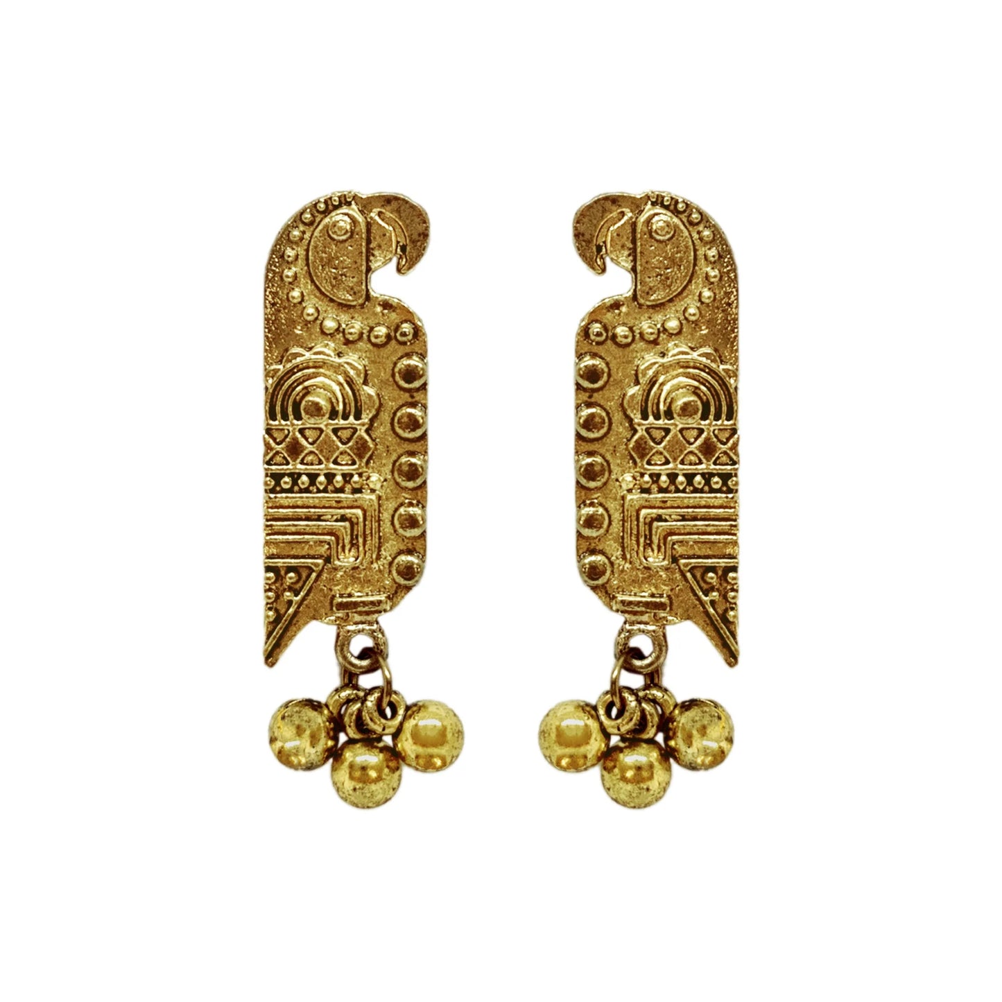 Parrot Shaped Oxidised Earrings for Women | Silver-Toned Bird Design Jhumkas