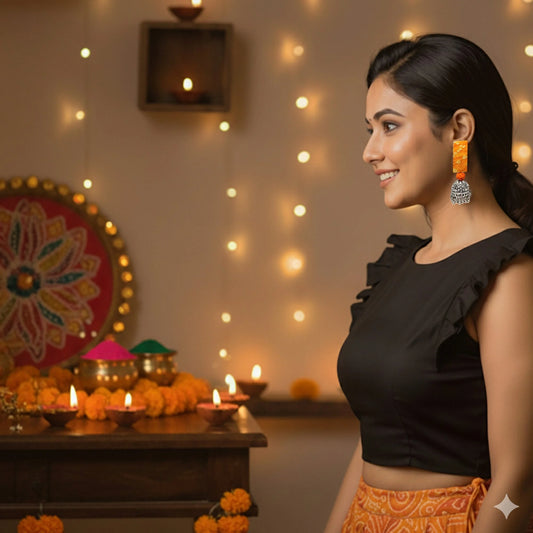 Bandhani Fabric Jhumka Earrings | Stylish Indian Ethnic Jewellery