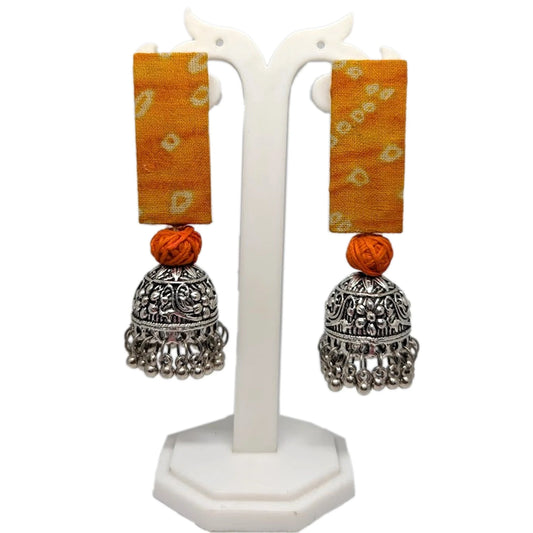 Bandhani Fabric Jhumka Earrings | Stylish Indian Ethnic Jewellery