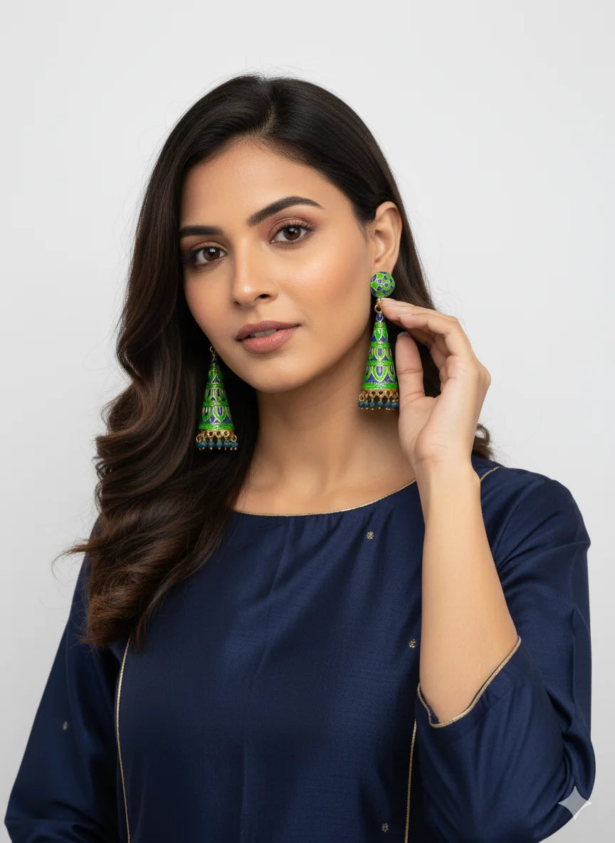 Meenakari Cone Jhumka Earrings for Women | Traditional Ethnic Indian Jewelry