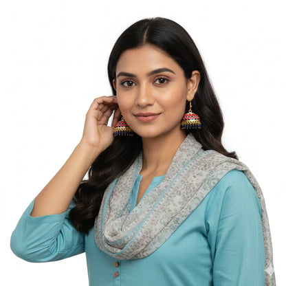 Meenakari Dome Jhumka Earrings