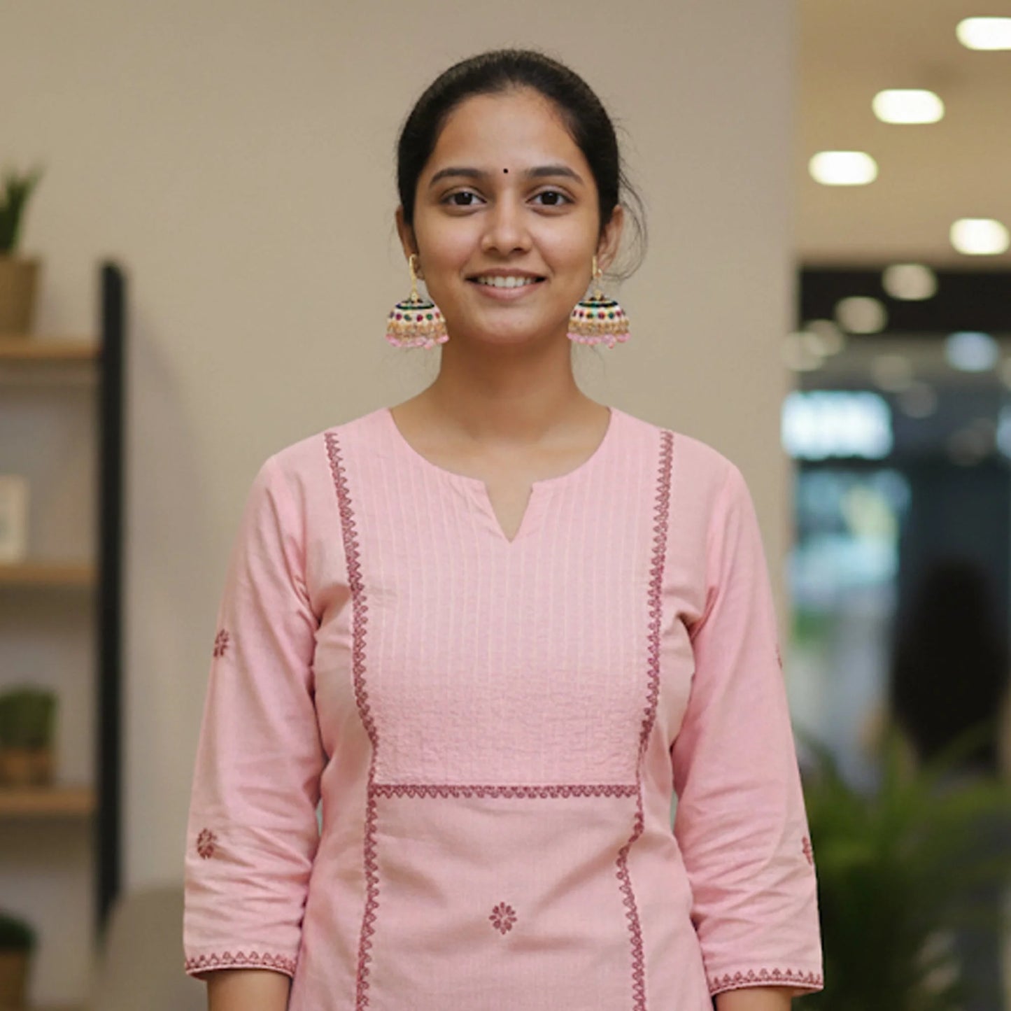 Meenakari Dome Jhumka Earrings
