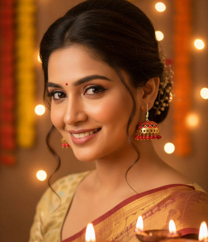 Meenakari Dome Jhumka Earrings