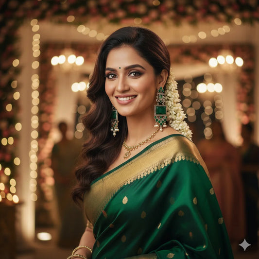 Oxidized Square Stone Chandelier Earrings with Pearl Drops | Traditional Indian Jewellery for Festive & Wedding Wear