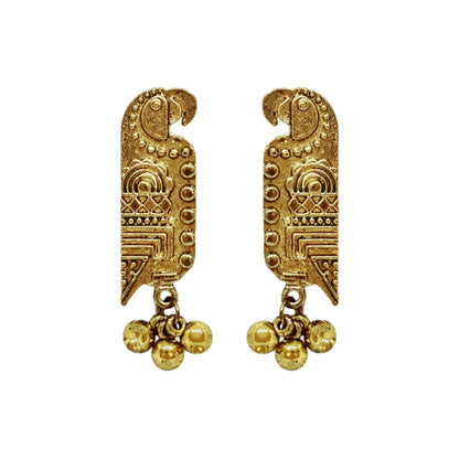 Parrot Shaped Oxidised Earrings for Women | Silver-Toned Bird Design Jhumkas