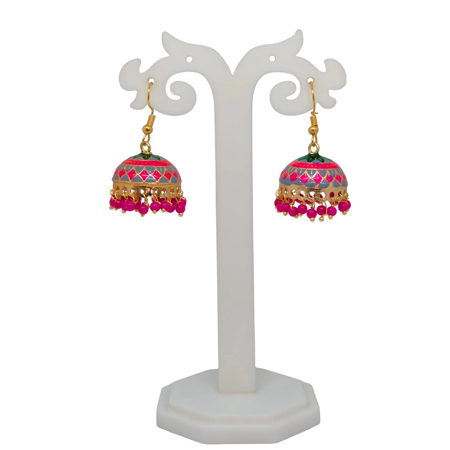 Meenakari Dome Jhumka Earrings