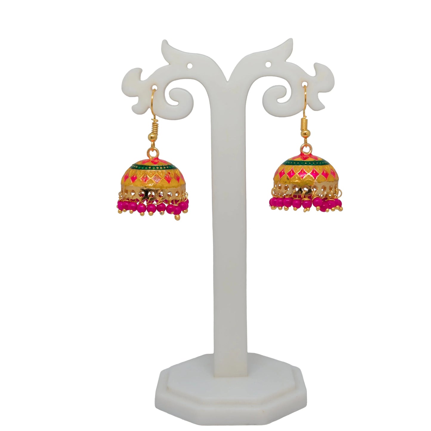 Meenakari Dome Jhumka Earrings
