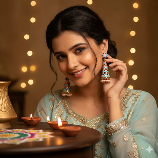 Meenakari Cone Jhumka Earrings for Women | Traditional Ethnic Indian Jewelry