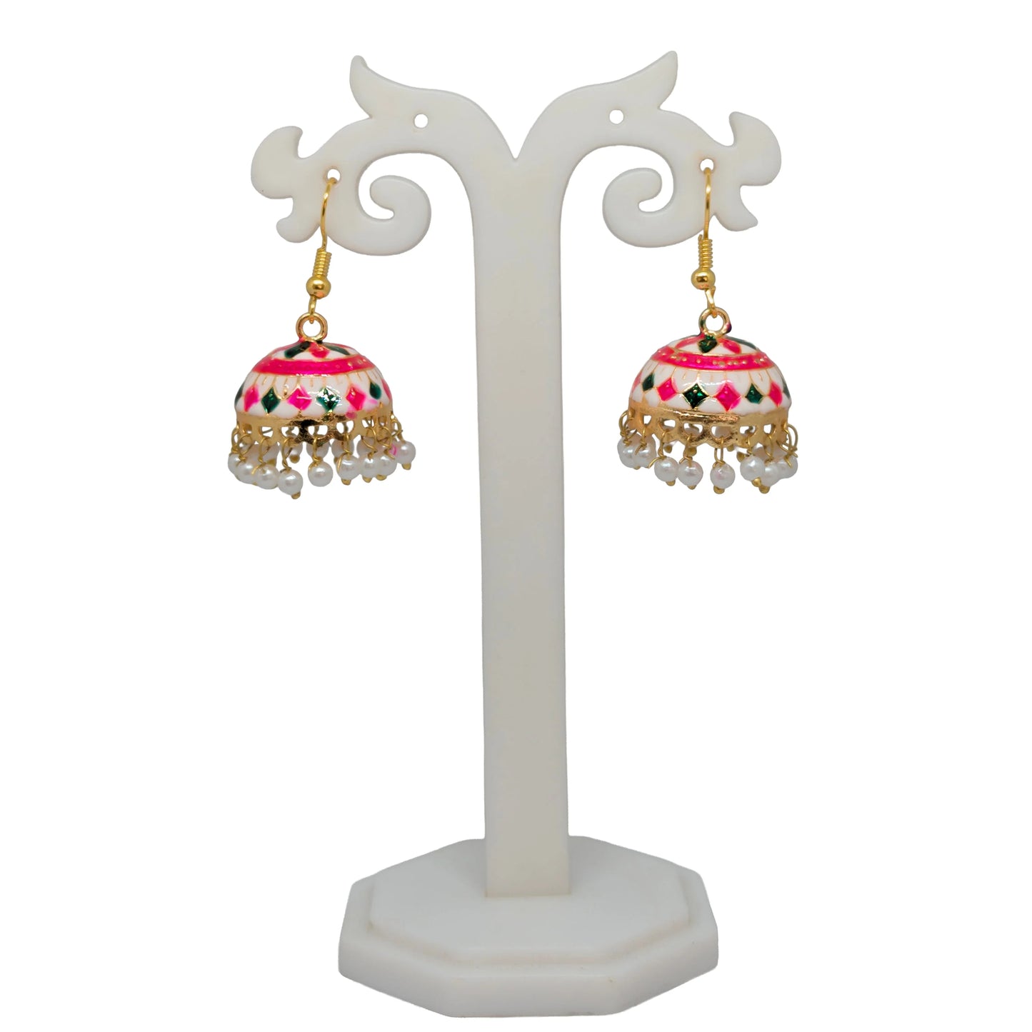 Meenakari Dome Jhumka Earrings