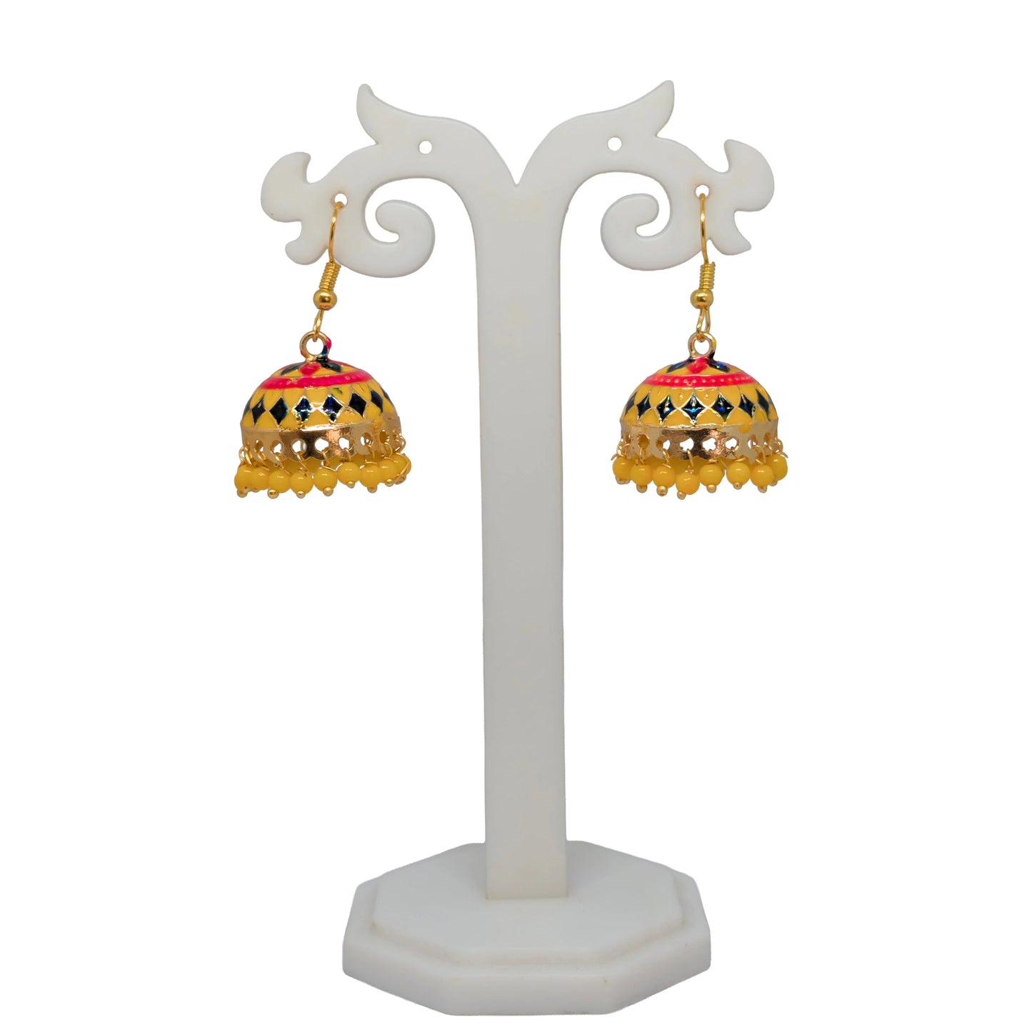 Meenakari Dome Jhumka Earrings