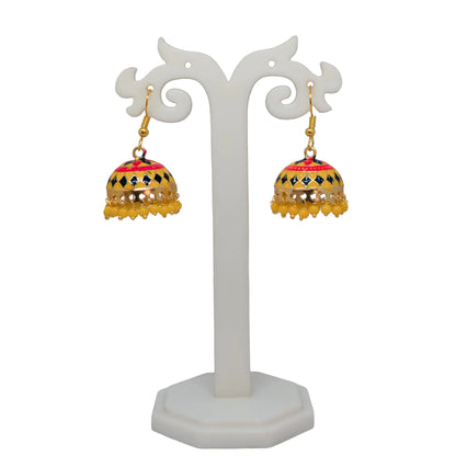 Meenakari Dome Jhumka Earrings